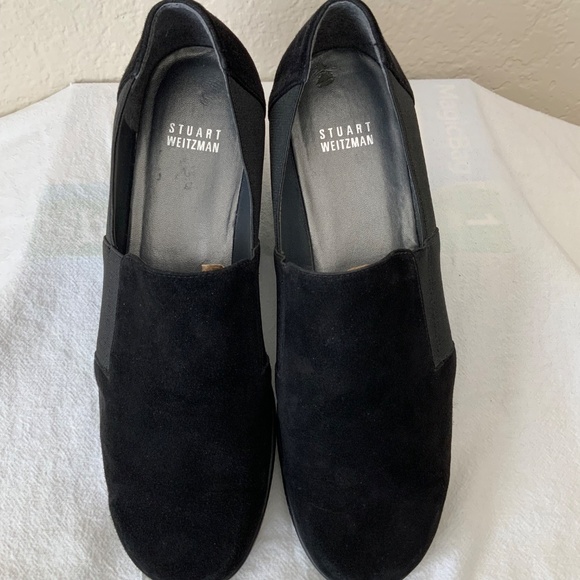 Stuart Weitzman Leather Shoes Suede Wedge Black Size 8.5 - Picture 13 of 13